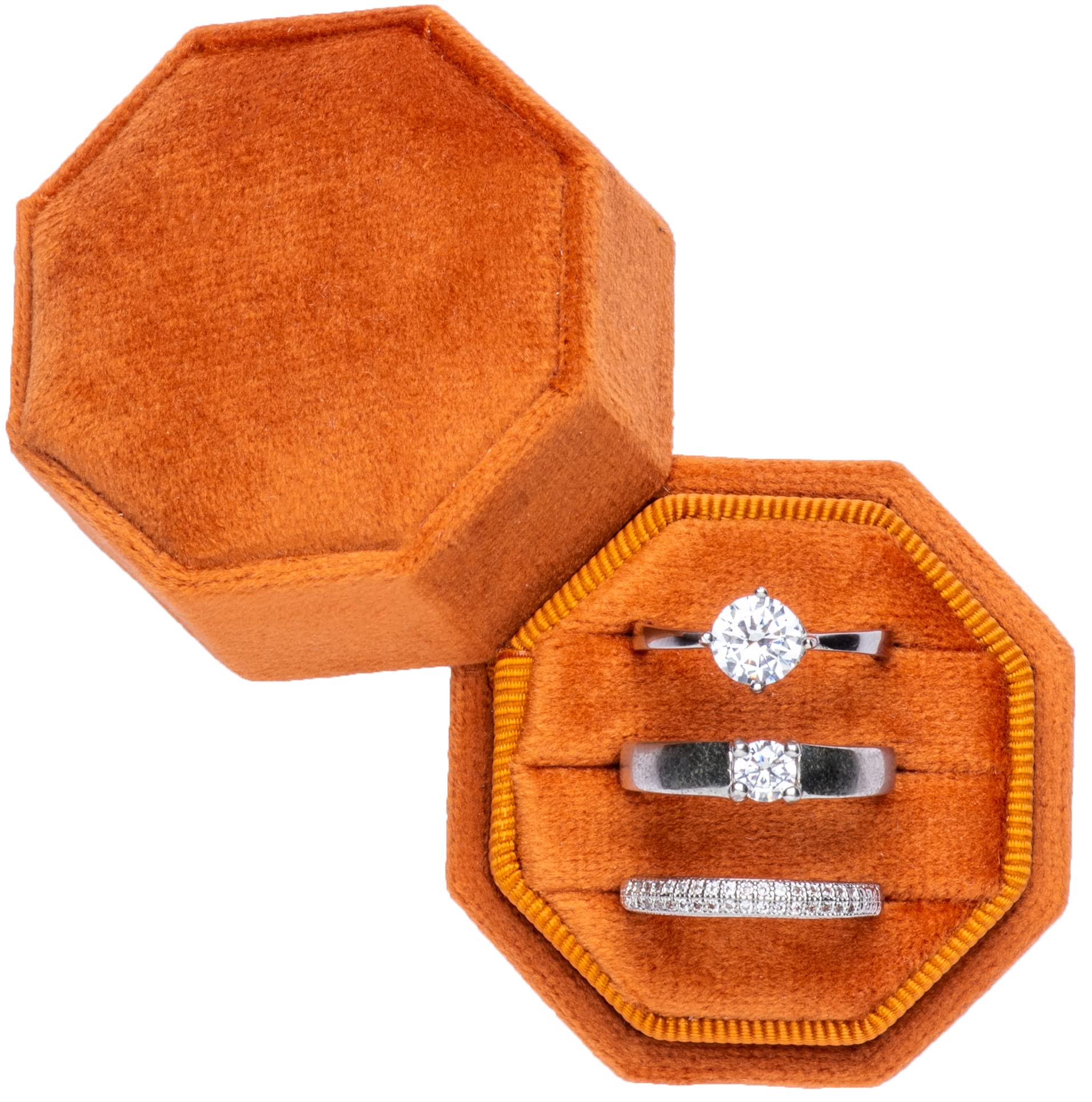 Amazon.com: Giftop Equal Octagon Velvet Ring Box Storage 3 Slots